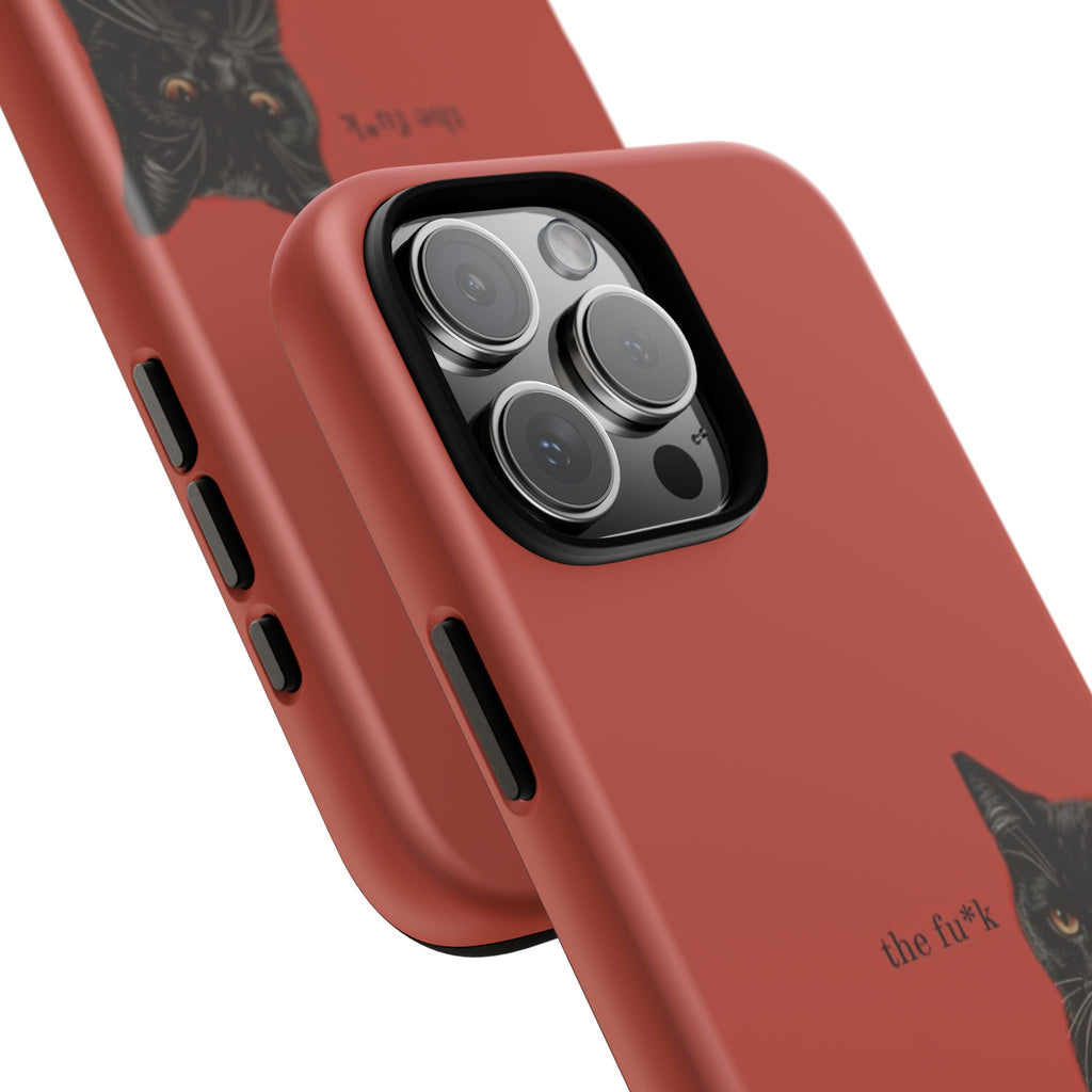 Black Cat Coffee Phone Case – Red Matte Protective Tough Case