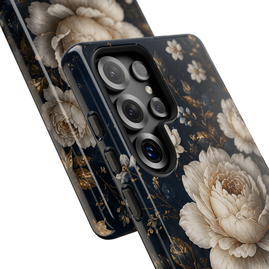 Floral Vintage Phone Case — Personalized "your name" Romantic Dark Peony