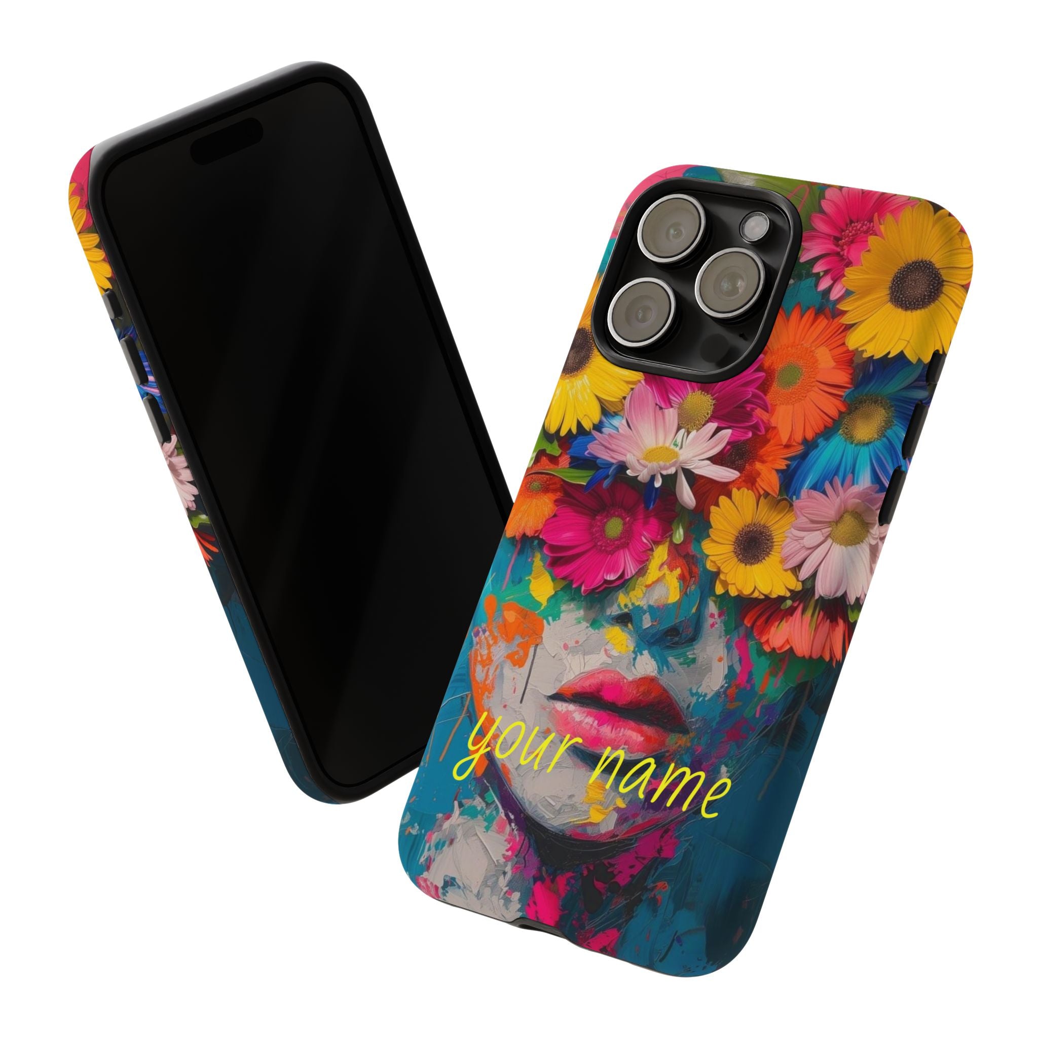 Floral Face Phone Case — Customizable Colorful Portrait iPhone Case