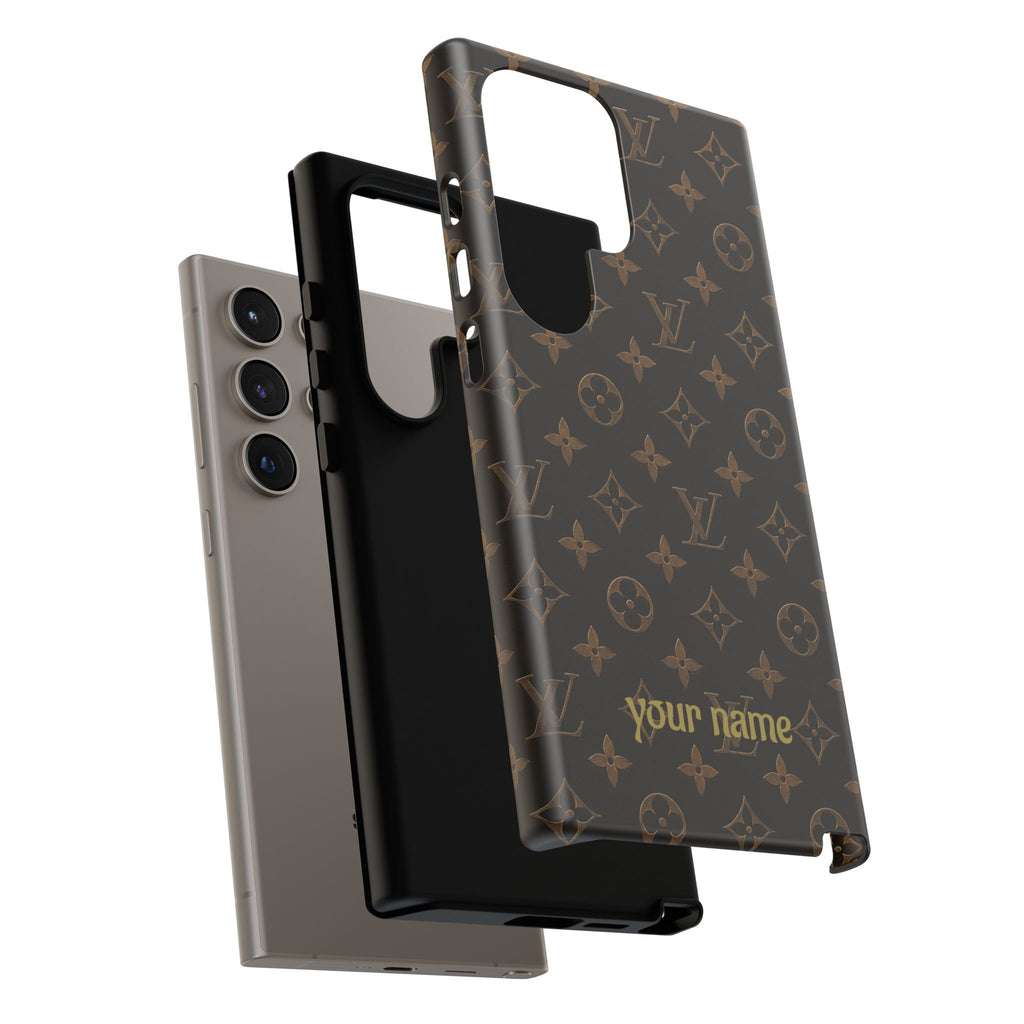 Luxury Monogram Phone Case — Customizable "your name" Brown Pattern