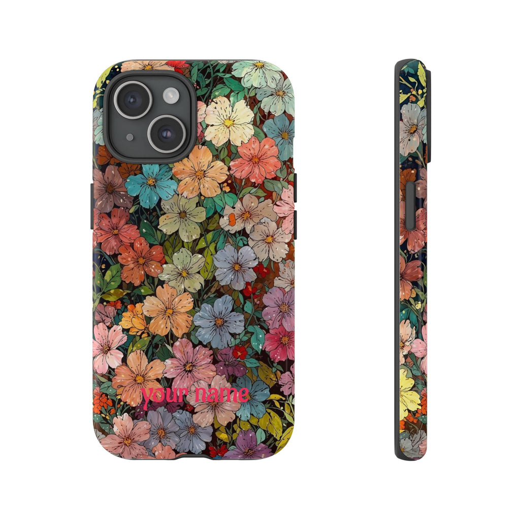 Floral Mosaic Tough Phone Case — Personalized 'your name' Garden Design