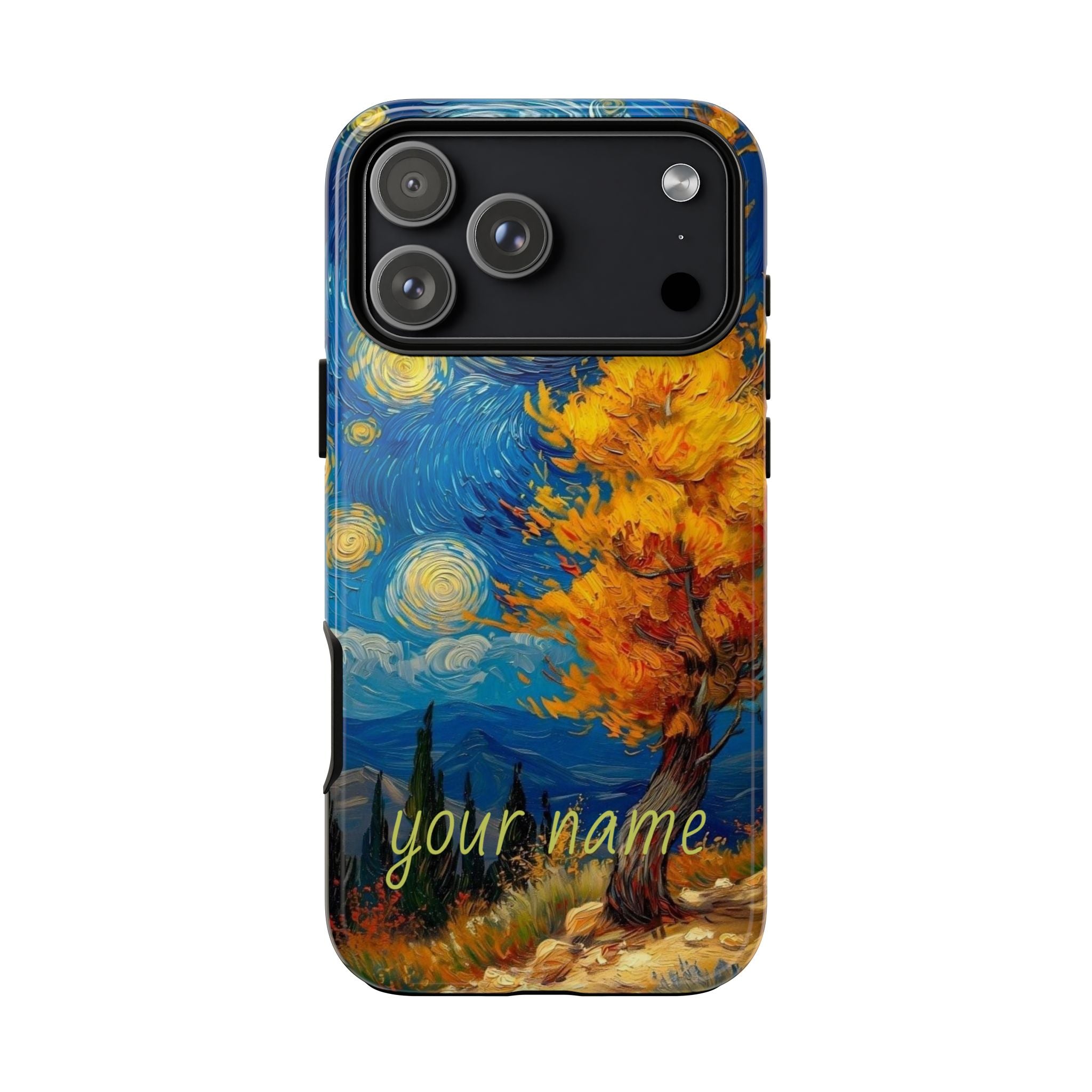 Personalized Starry Autumn Phone Case — Custom Name iPhone Protective Cover