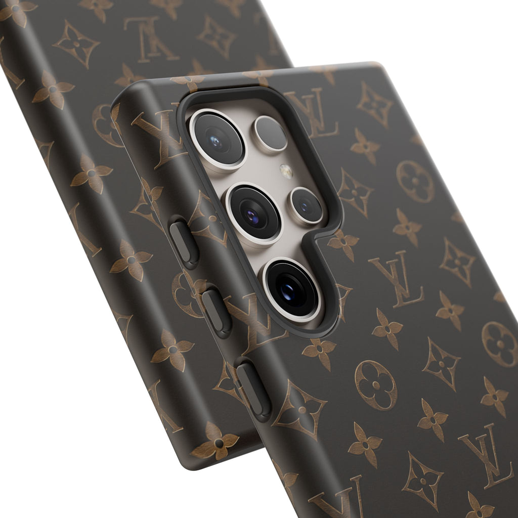 Luxury Monogram Phone Case — Customizable "your name" Brown Pattern