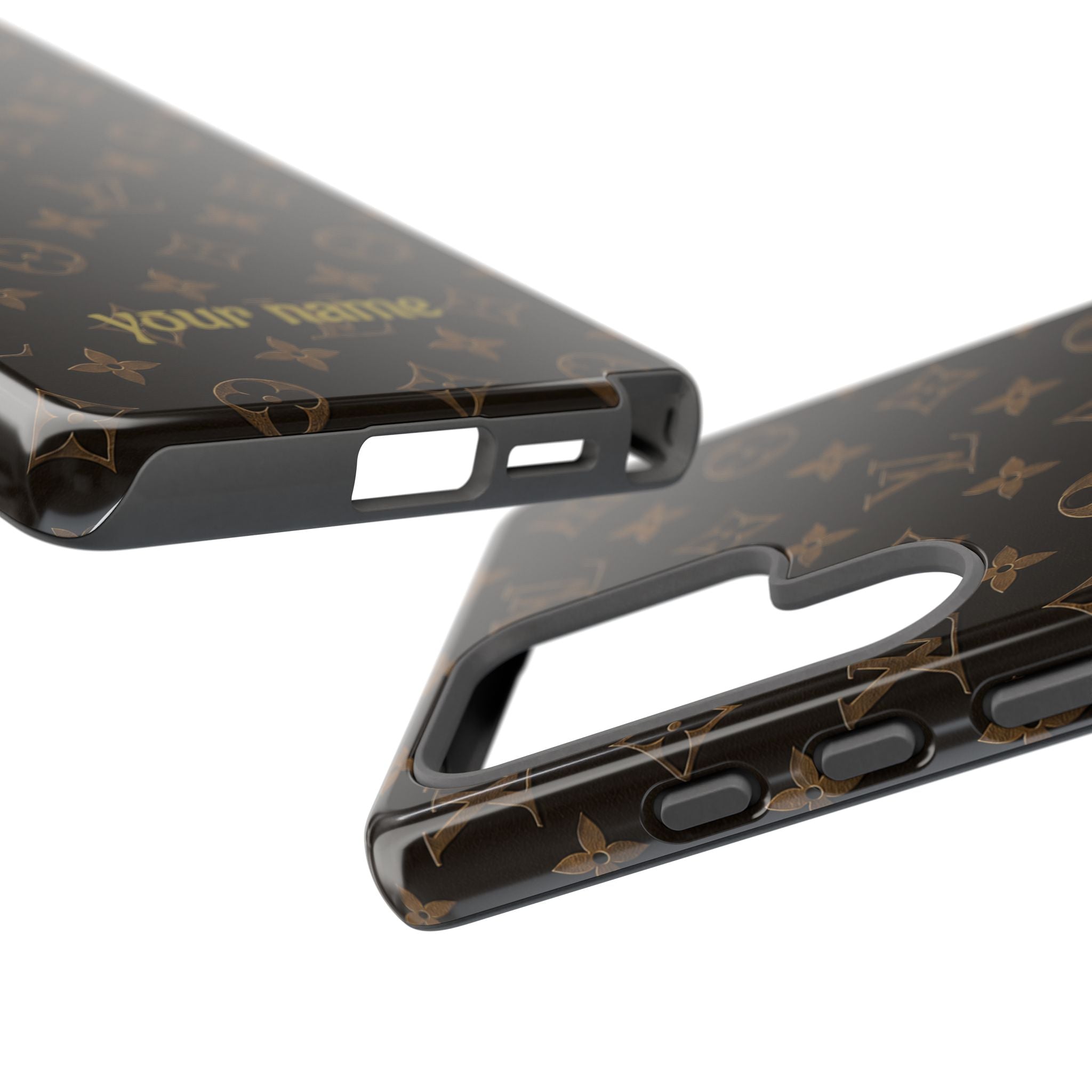 Luxury Monogram Phone Case — Customizable "your name" Brown Pattern