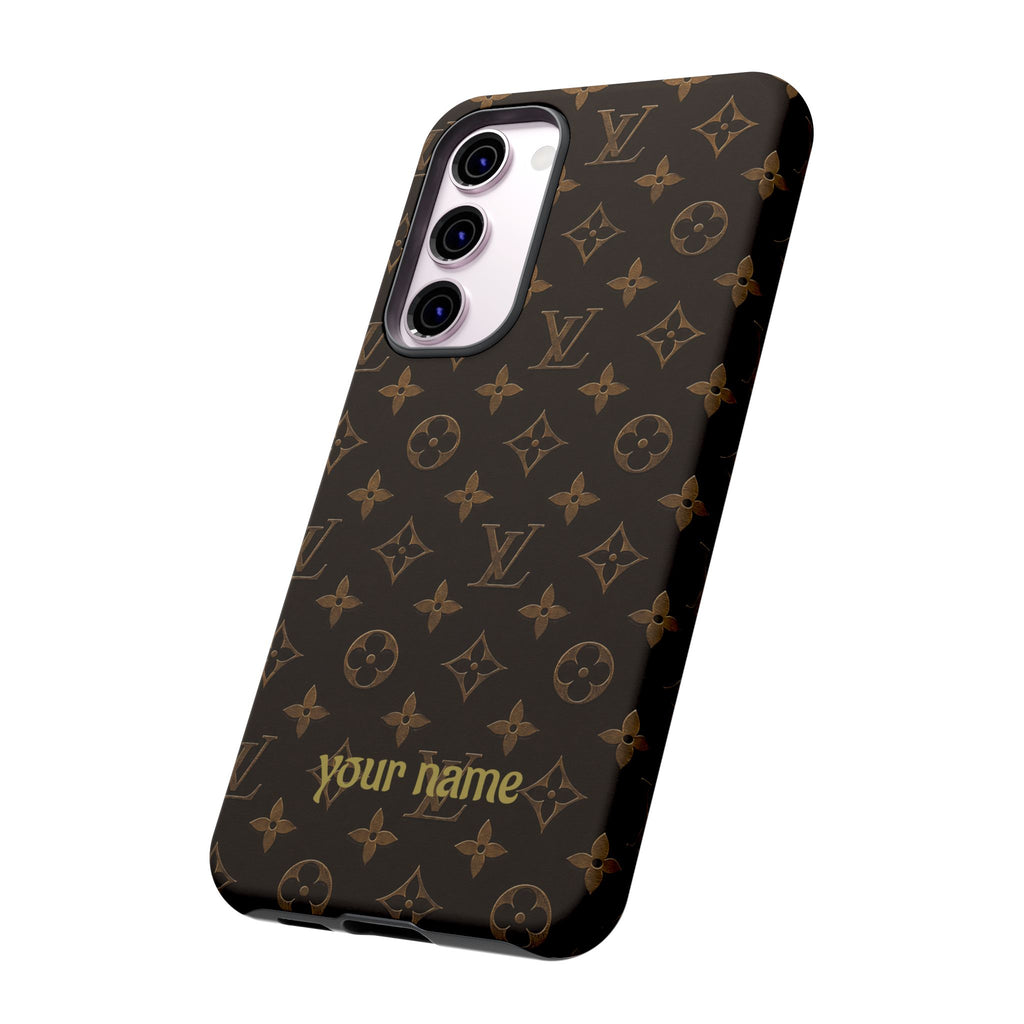 Luxury Monogram Phone Case — Customizable "your name" Brown Pattern
