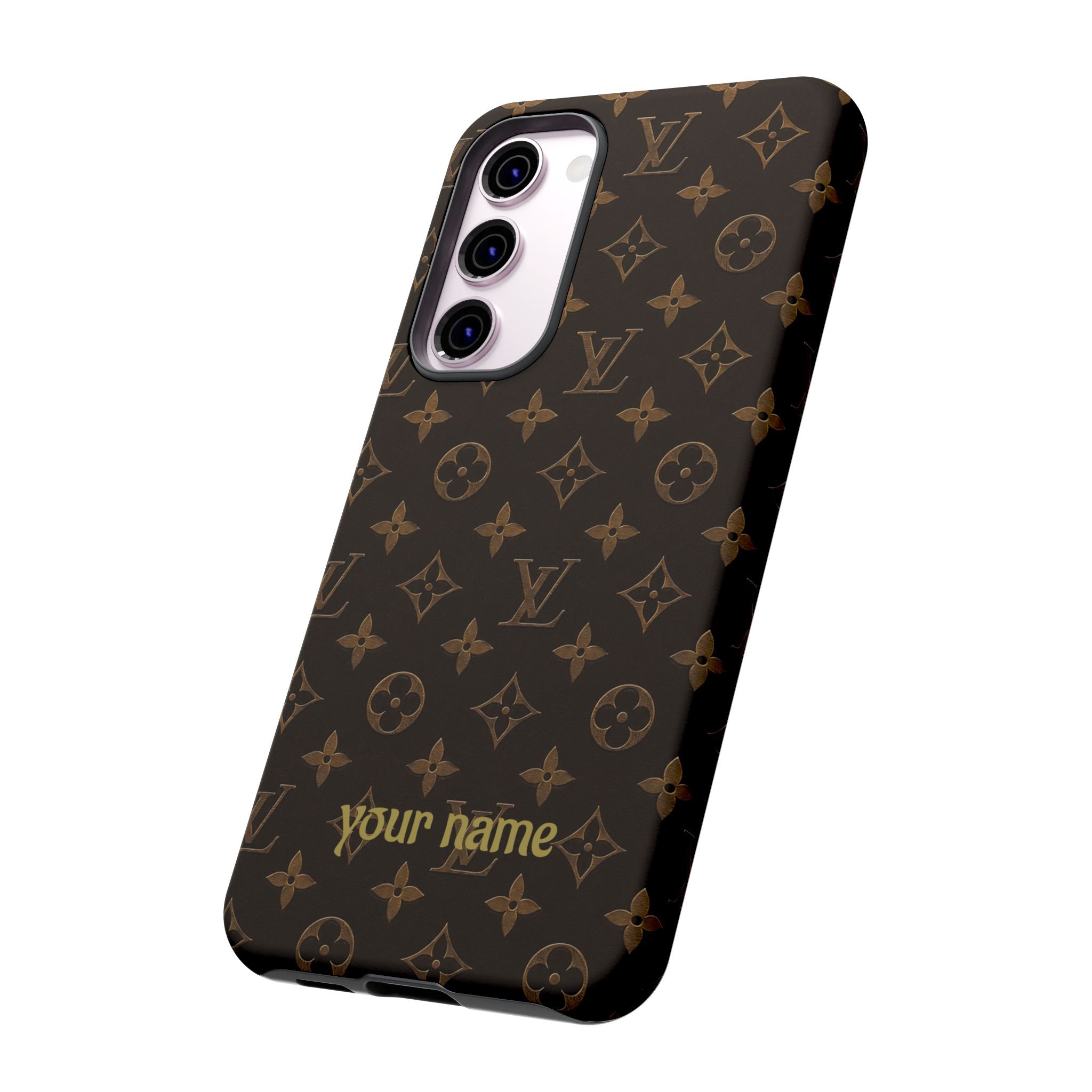 Luxury Monogram Phone Case — Customizable "your name" Brown Pattern