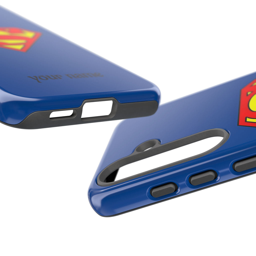 Personalized Superhero Phone Case — Custom Name Blue Protective Cover