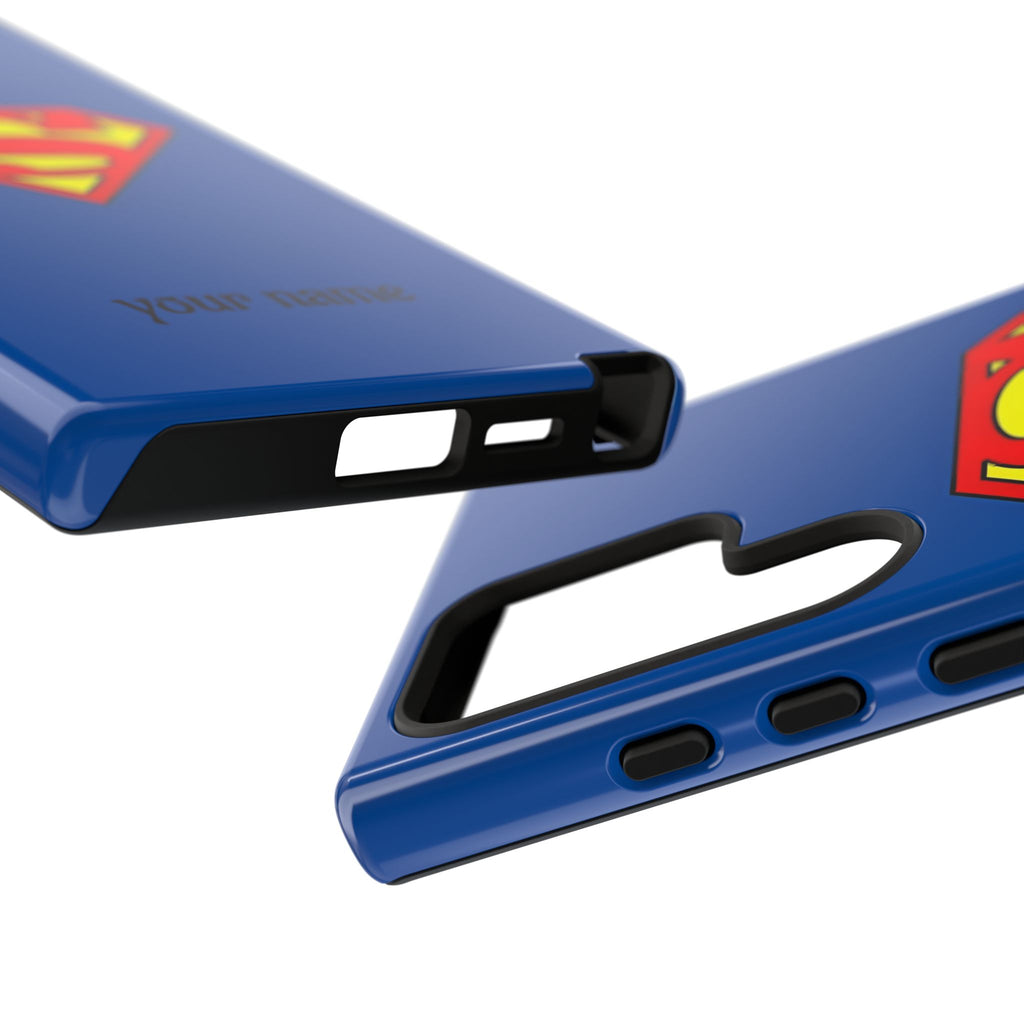 Personalized Superhero Phone Case — Custom Name Blue Protective Cover