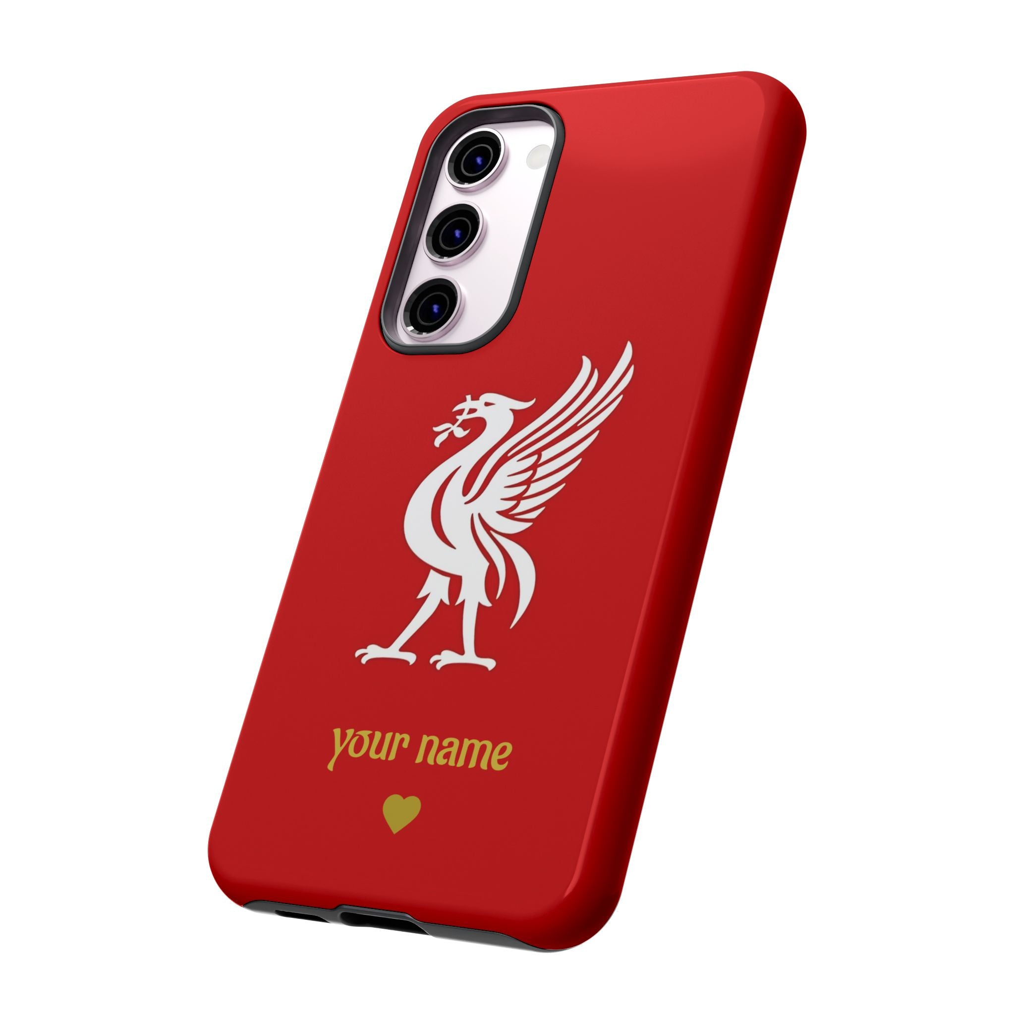 Personalized Red Phone Case — Liverbird Design with Custom Name