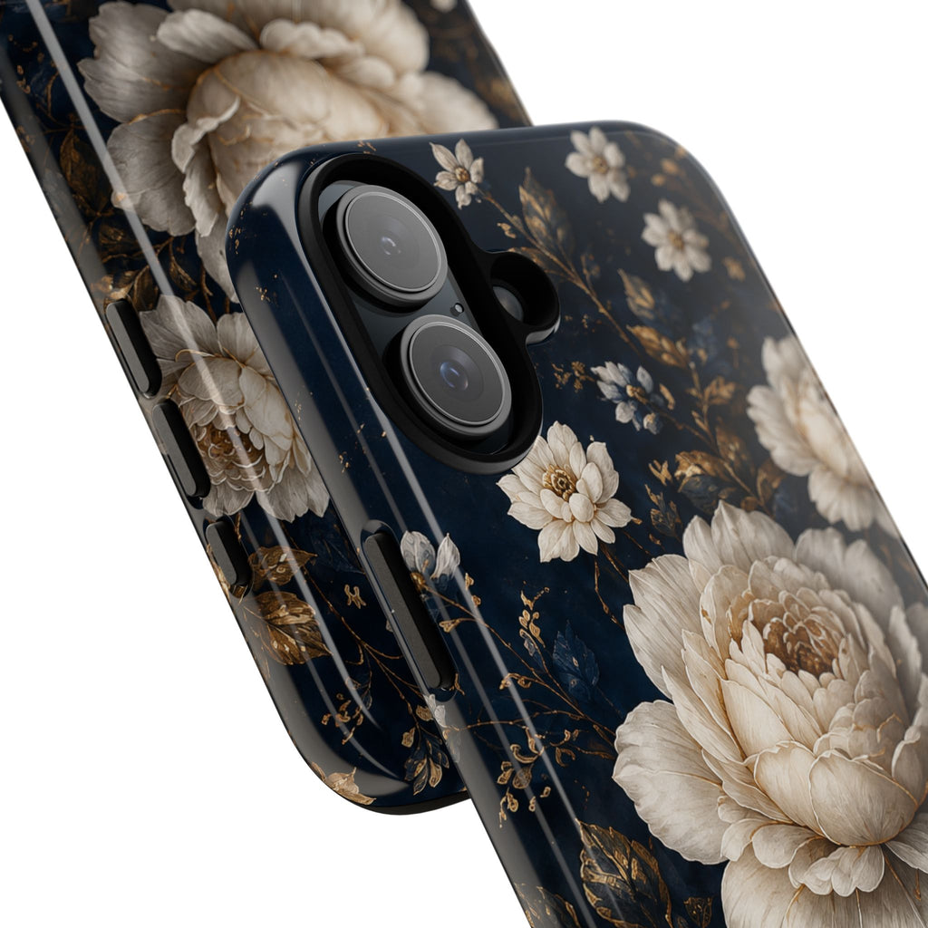 Floral Vintage Phone Case — Personalized "your name" Romantic Dark Peony
