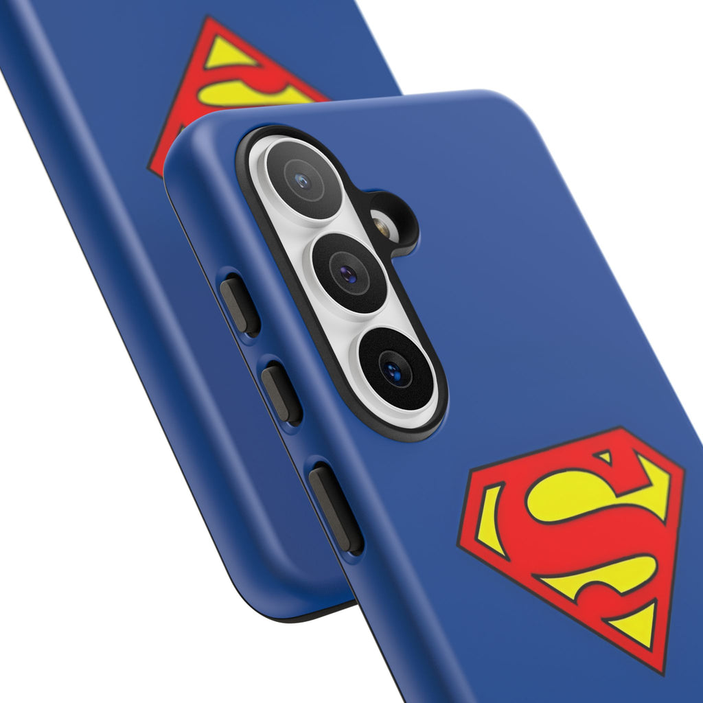 Personalized Superhero Phone Case — Custom Name Blue Protective Cover