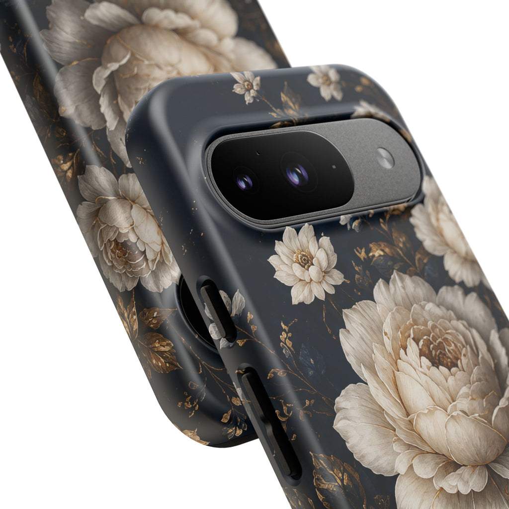 Floral Vintage Phone Case — Personalized "your name" Romantic Dark Peony