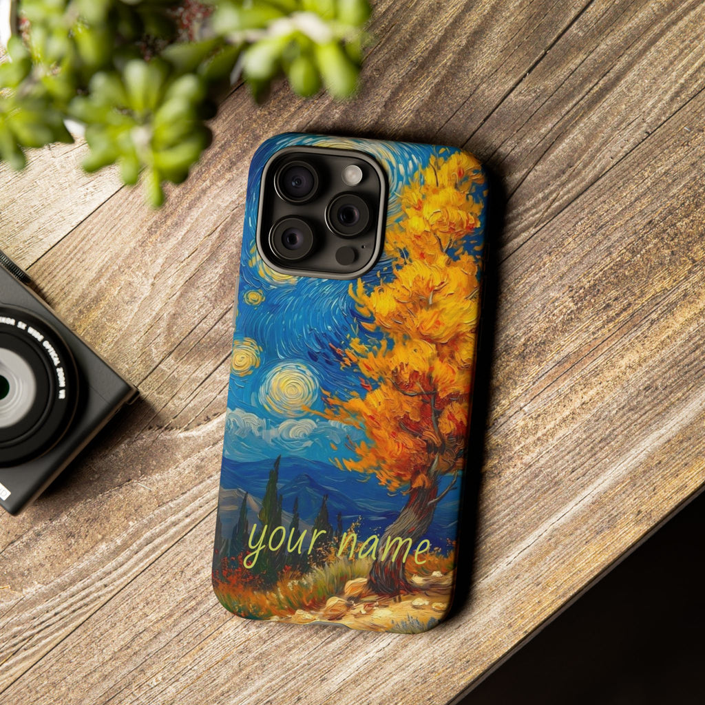 Personalized Starry Autumn Phone Case — Custom Name iPhone Protective Cover