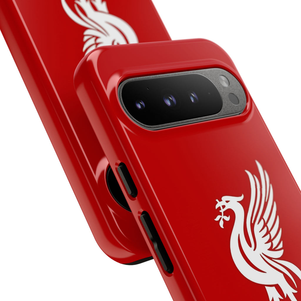 Personalized Red Phone Case — Liverbird Design with Custom Name