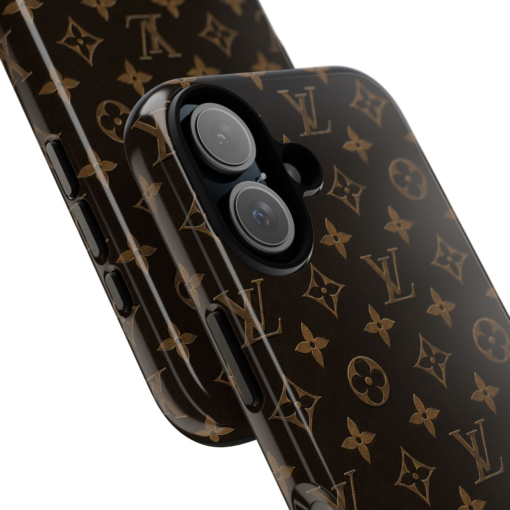 Luxury Monogram Phone Case — Customizable "your name" Brown Pattern