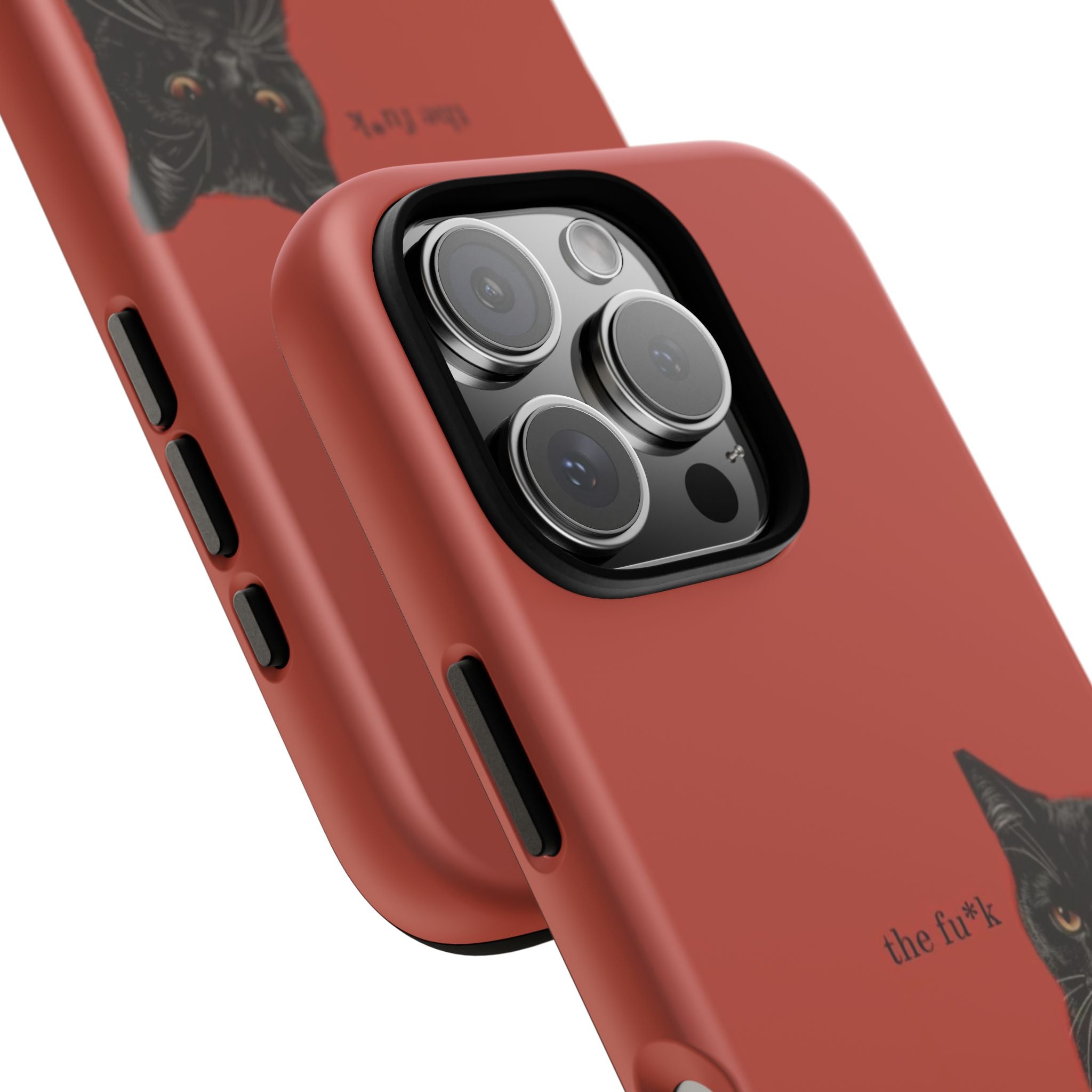 Black Cat Coffee Phone Case – Red Matte Protective Tough Case