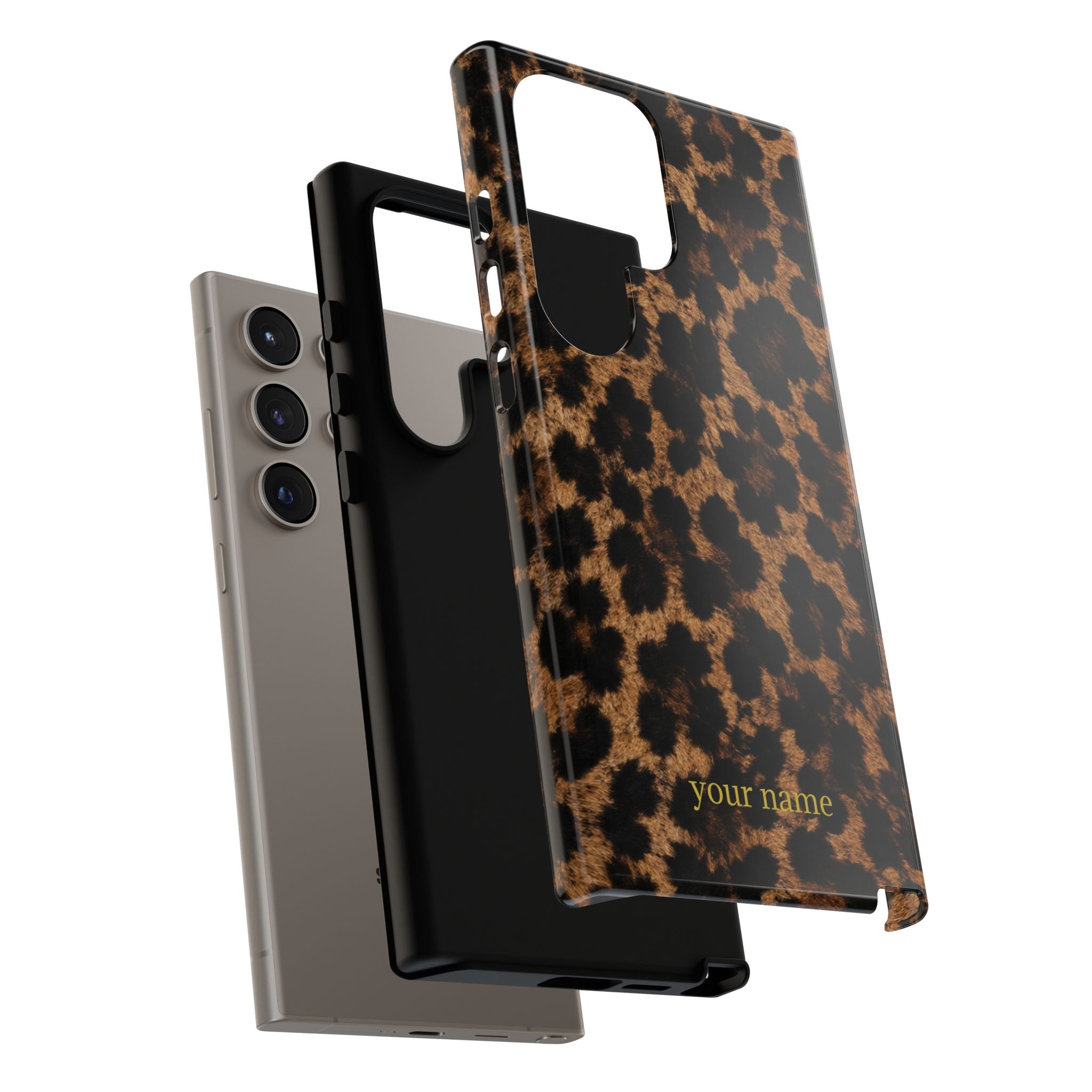 Leopard Print Phone Case — Personalized "your name" Monogram Tough Case
