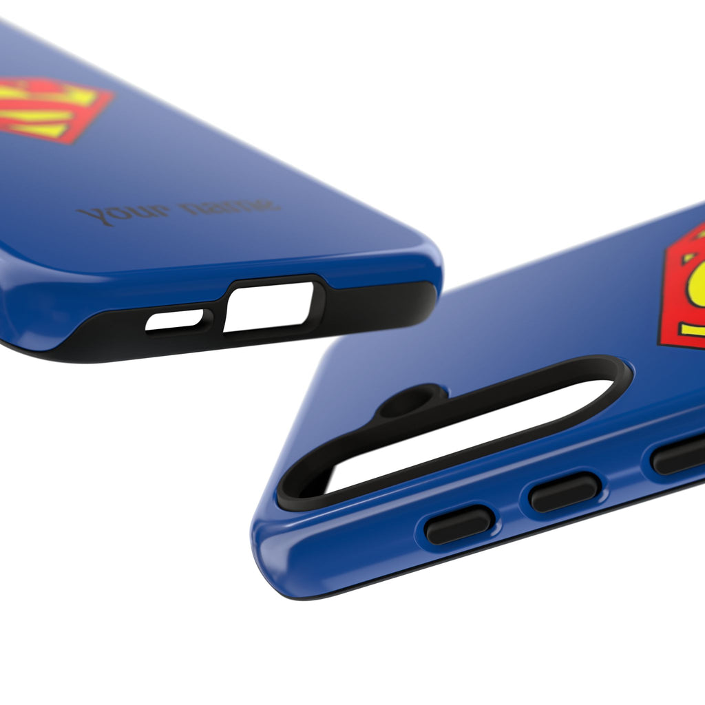 Personalized Superhero Phone Case — Custom Name Blue Protective Cover