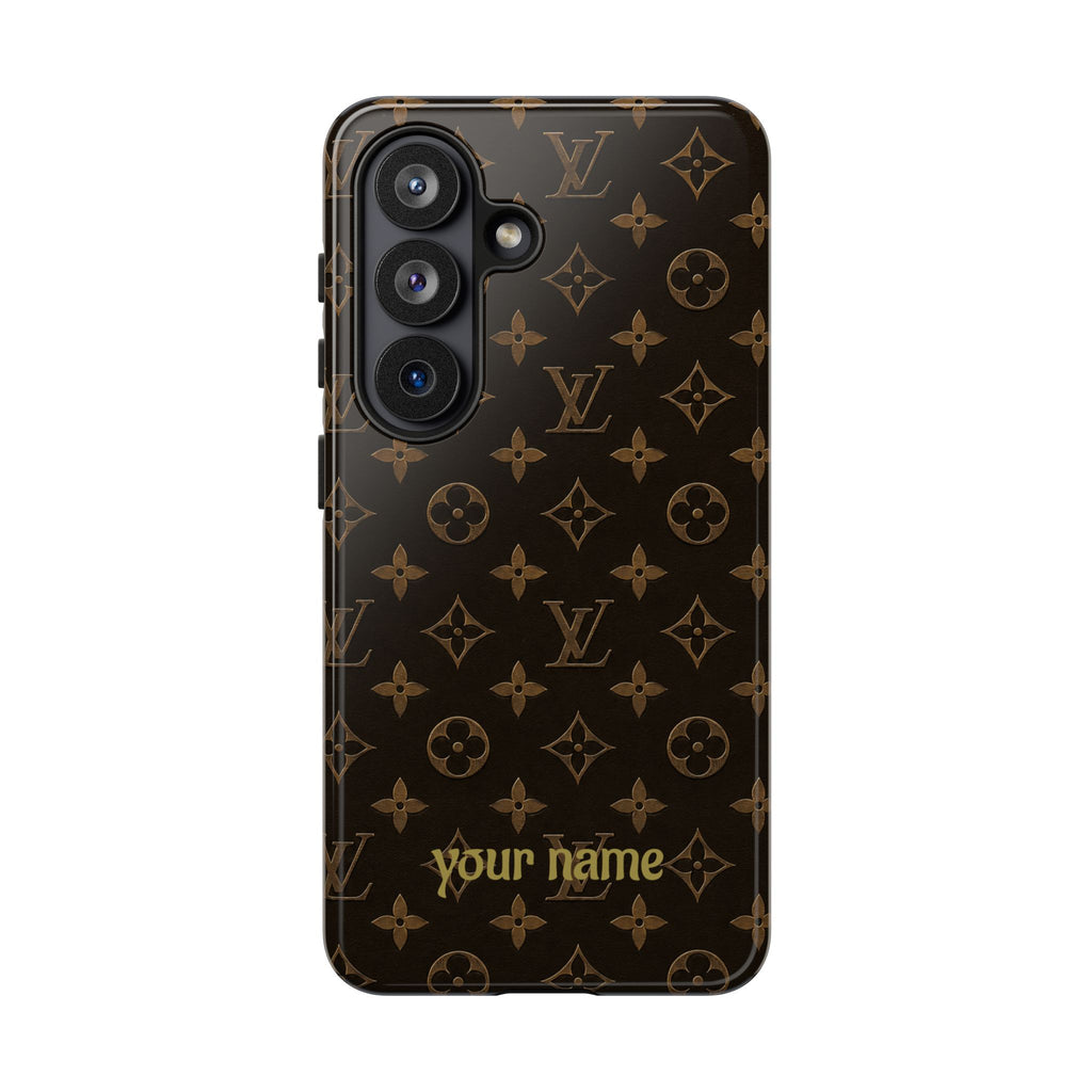 Luxury Monogram Phone Case — Customizable "your name" Brown Pattern