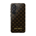 Luxury Monogram Phone Case — Customizable "your name" Brown Pattern