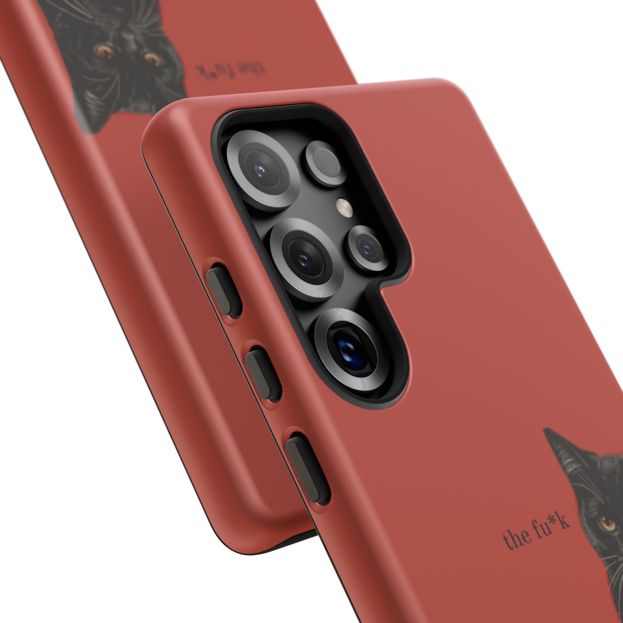 Black Cat Coffee Phone Case – Red Matte Protective Tough Case