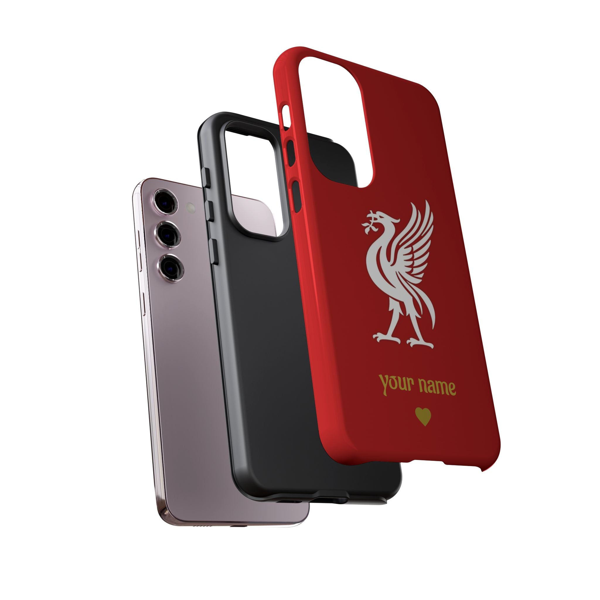 Personalized Red Phone Case — Liverbird Design with Custom Name