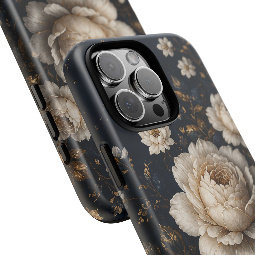 Floral Vintage Phone Case — Personalized "your name" Romantic Dark Peony