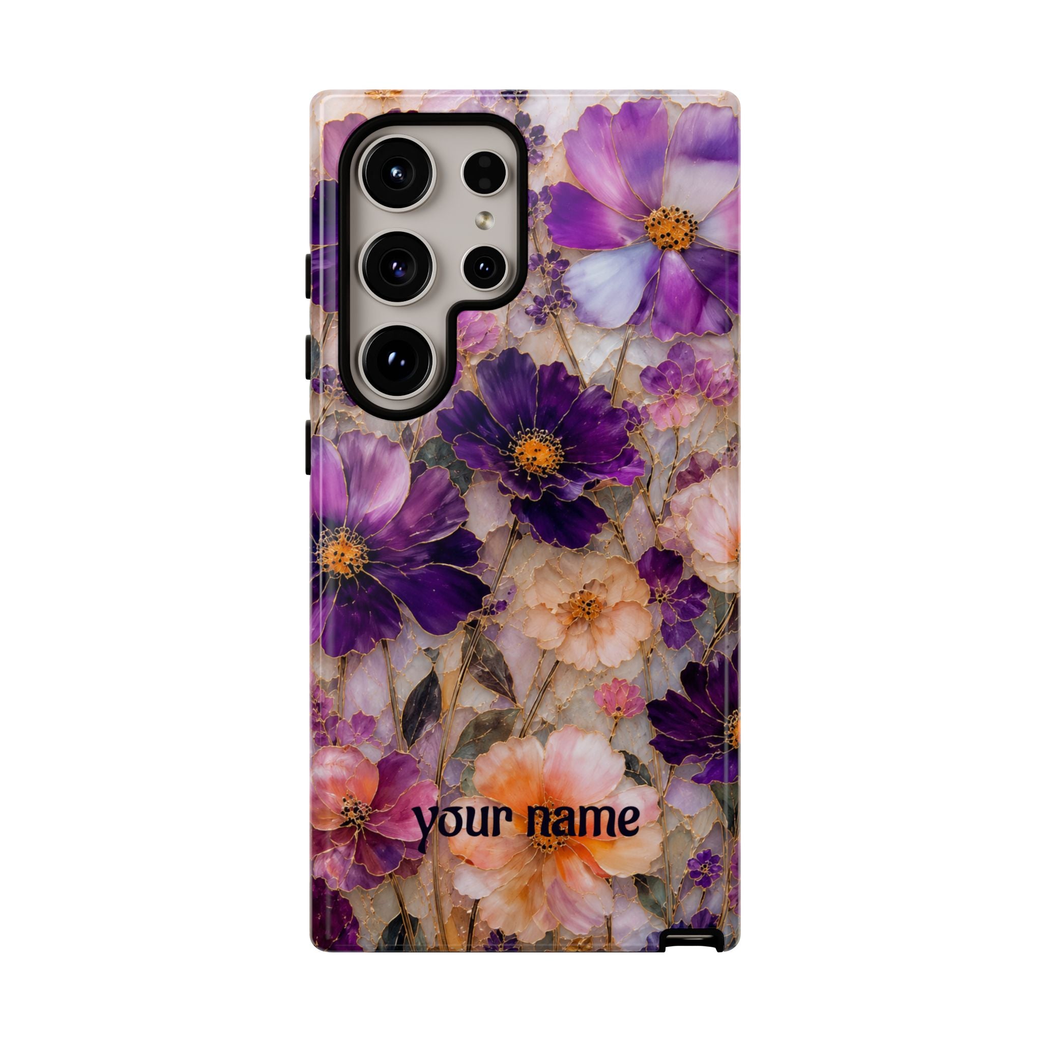 stained glass wildflower phone case — Personalized "your name"