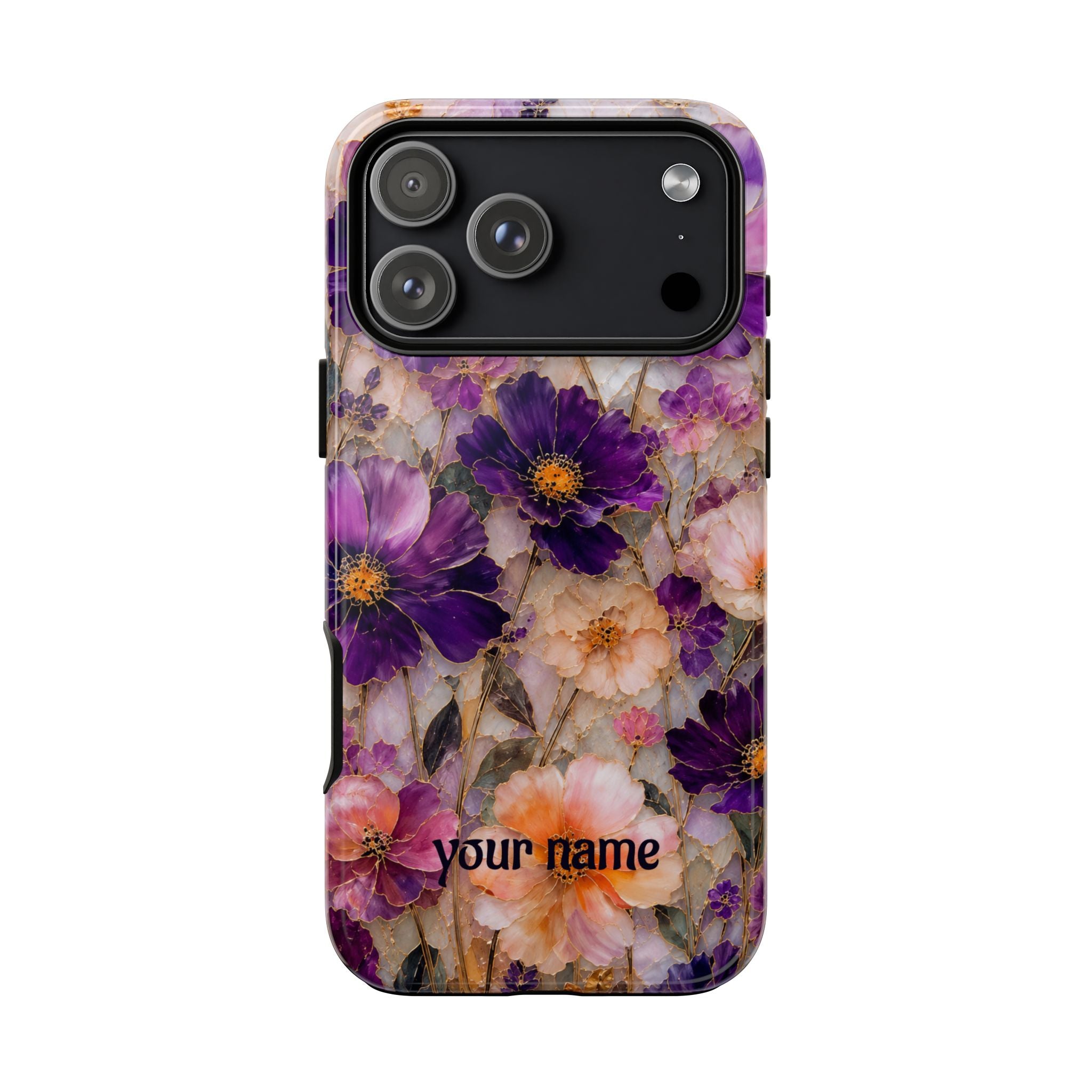 stained glass wildflower phone case — Personalized "your name"