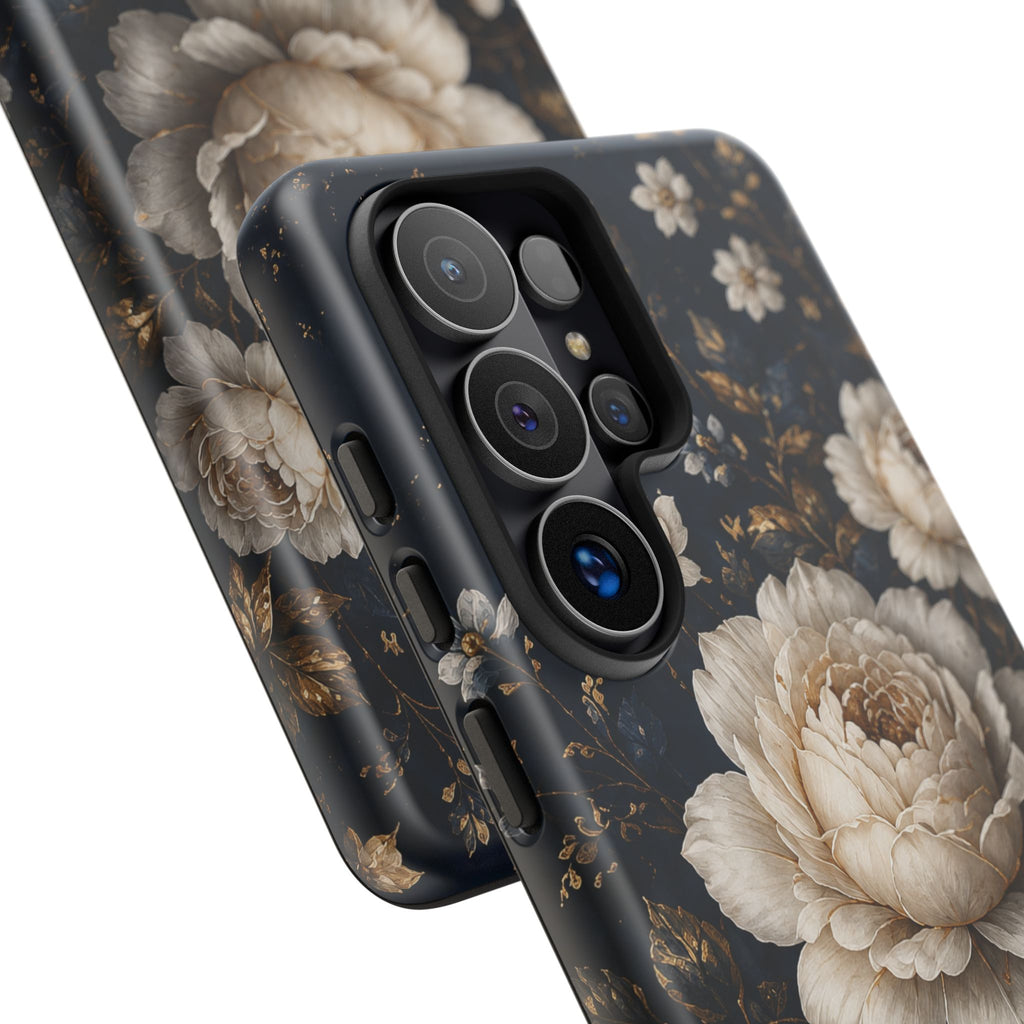 Floral Vintage Phone Case — Personalized "your name" Romantic Dark Peony