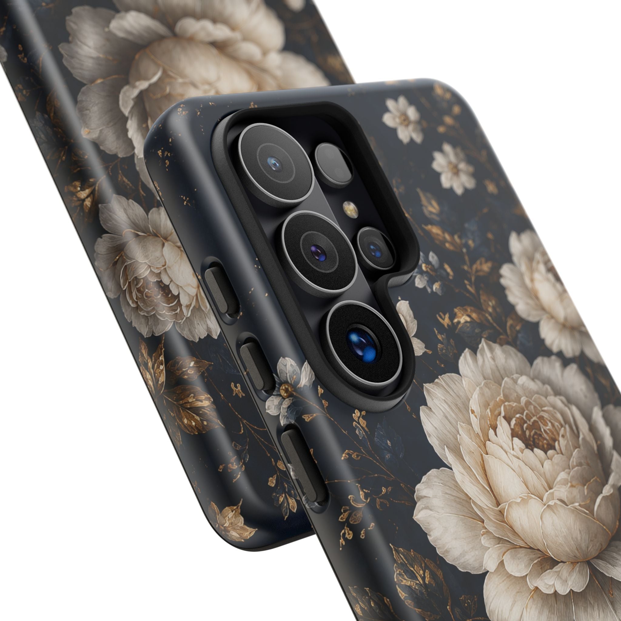Floral Vintage Phone Case — Personalized "your name" Romantic Dark Peony