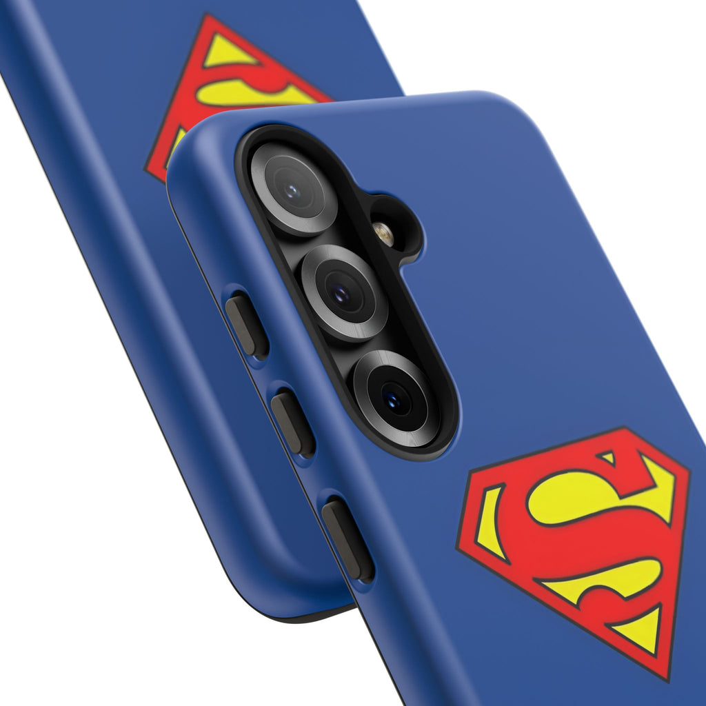 Personalized Superhero Phone Case — Custom Name Blue Protective Cover