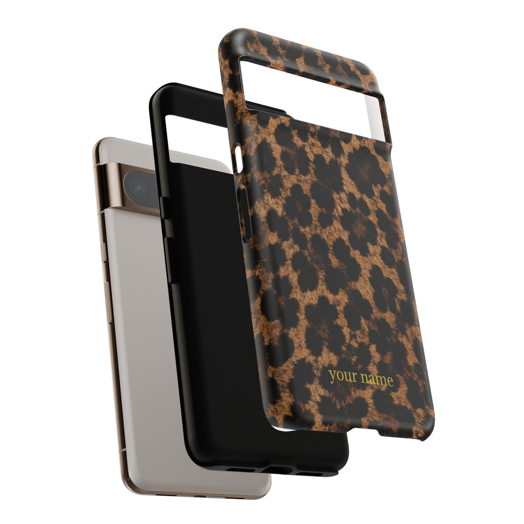 Leopard Print Phone Case — Personalized "your name" Monogram Tough Case