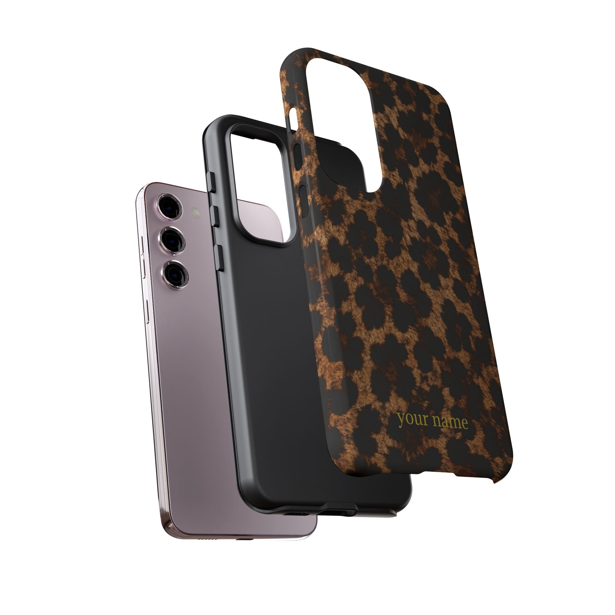 Leopard Print Phone Case — Personalized "your name" Monogram Tough Case