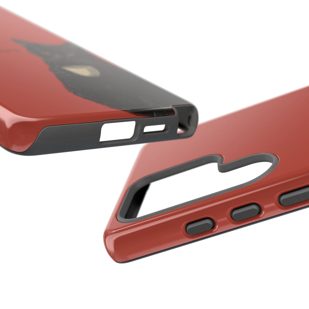 Black Cat Coffee Phone Case – Red Matte Protective Tough Case
