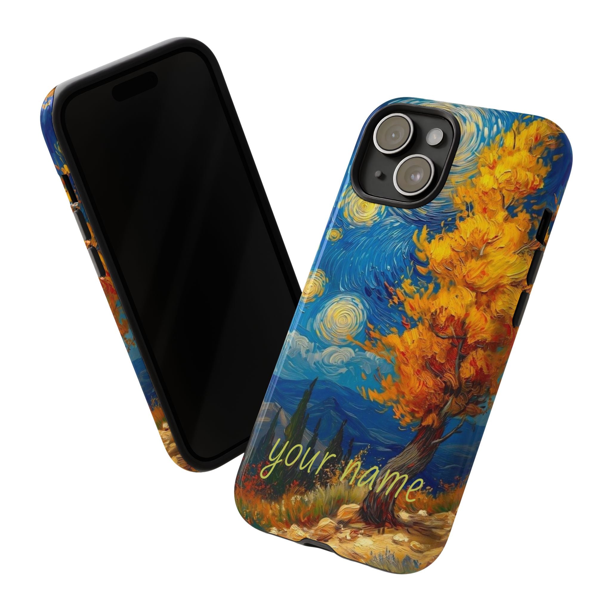 Personalized Starry Autumn Phone Case — Custom Name iPhone Protective Cover