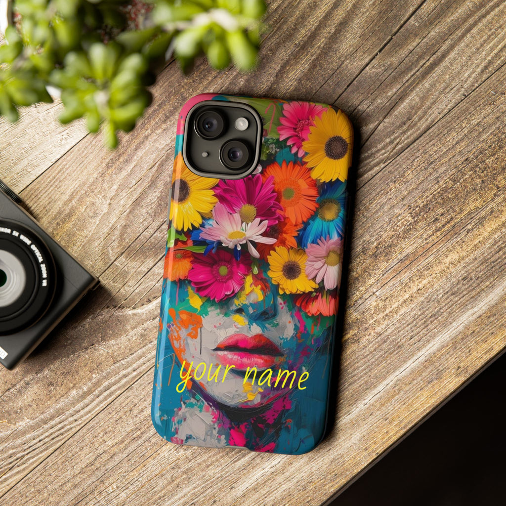 Floral Face Phone Case — Customizable Colorful Portrait iPhone Case