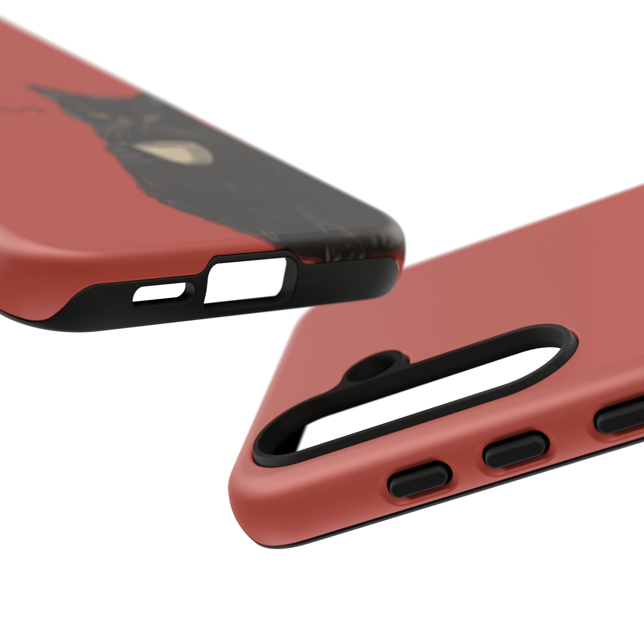 Black Cat Coffee Phone Case – Red Matte Protective Tough Case