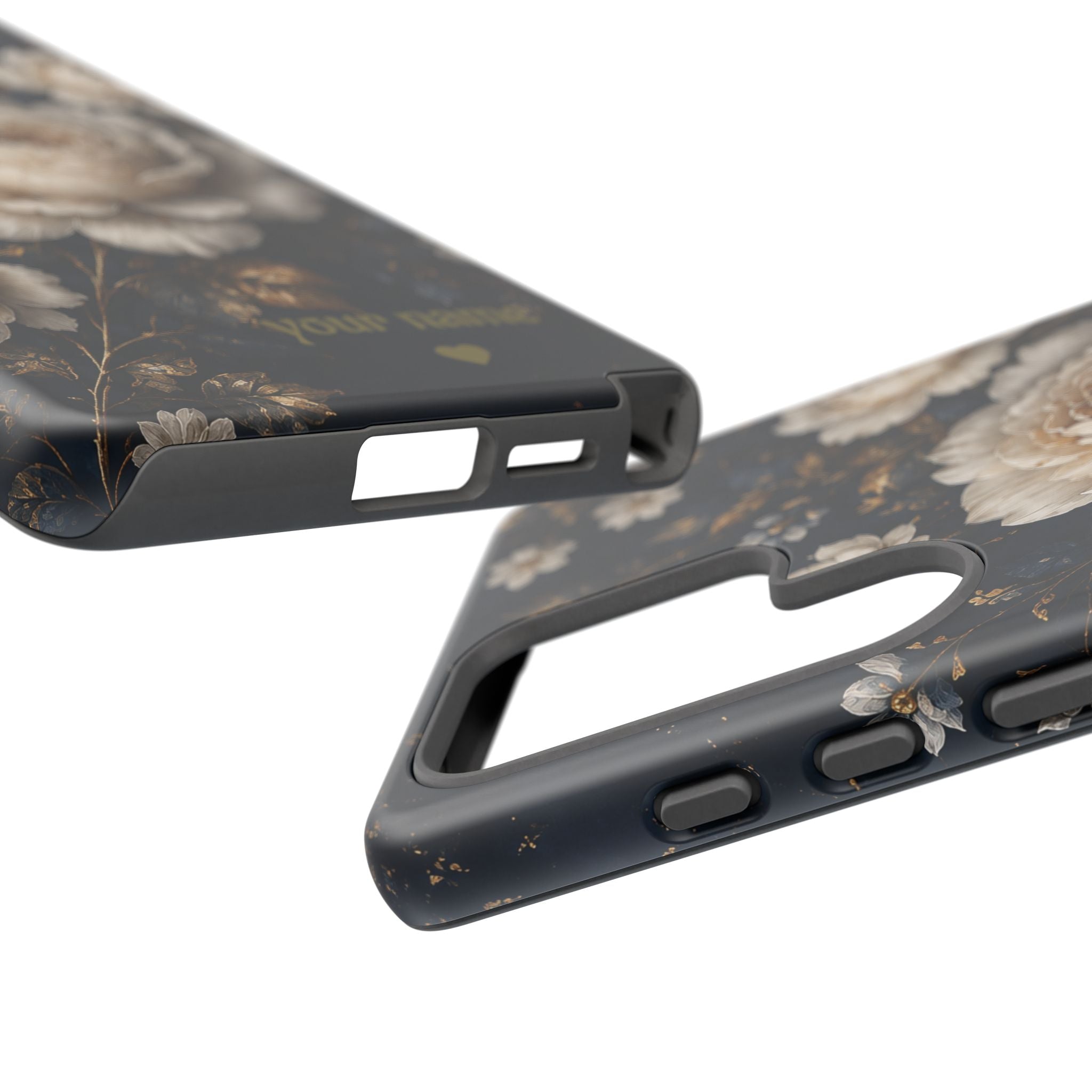 Floral Vintage Phone Case — Personalized "your name" Romantic Dark Peony