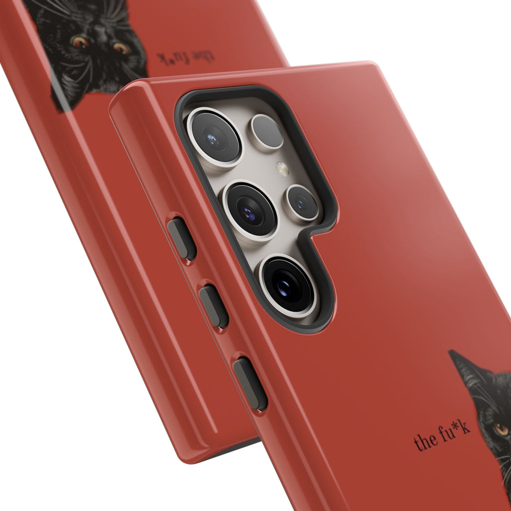 Black Cat Coffee Phone Case – Red Matte Protective Tough Case