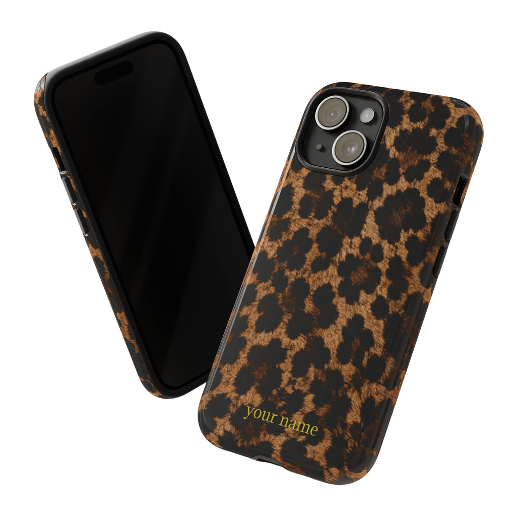 Leopard Print Phone Case — Personalized "your name" Monogram Tough Case