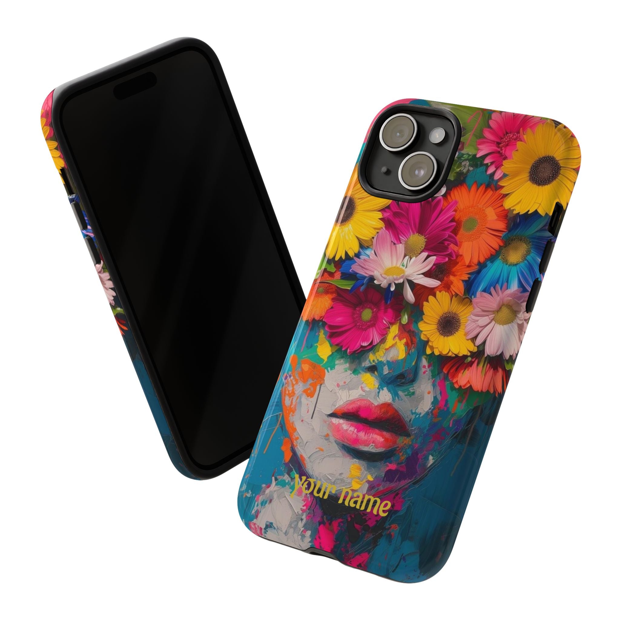 Floral Face Phone Case — Customizable Colorful Portrait iPhone Case