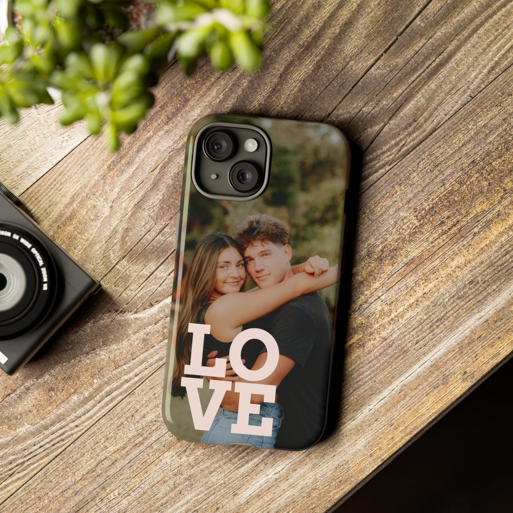 Personalized Photo Phone Case — 'LOVE' Couple Custom Tough Case