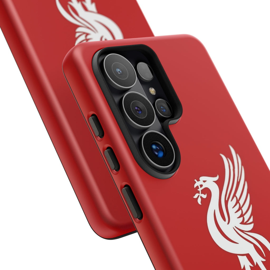 Personalized Red Phone Case — Liverbird Design with Custom Name