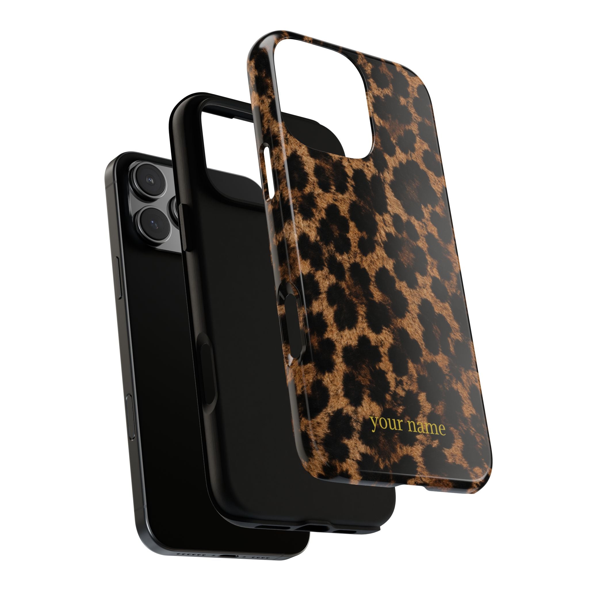 Leopard Print Phone Case — Personalized "your name" Monogram Tough Case