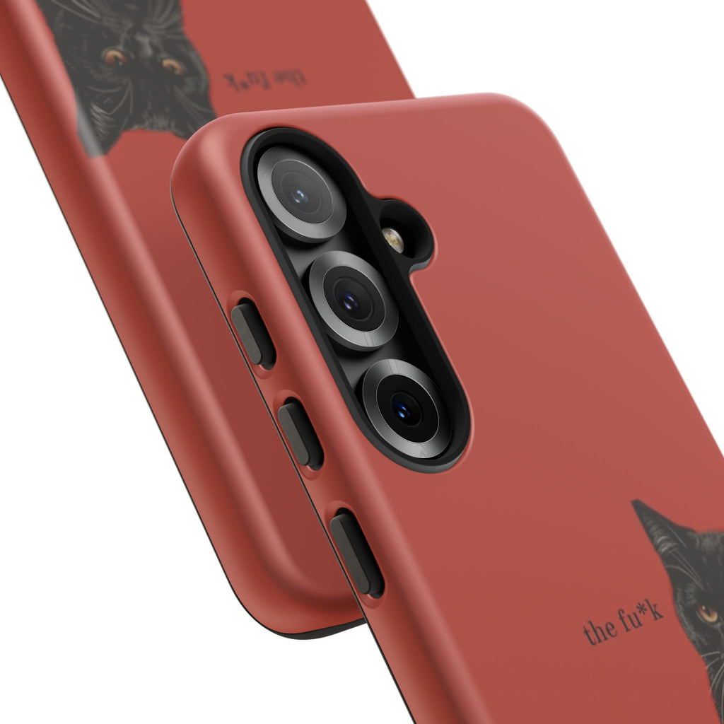 Black Cat Coffee Phone Case – Red Matte Protective Tough Case
