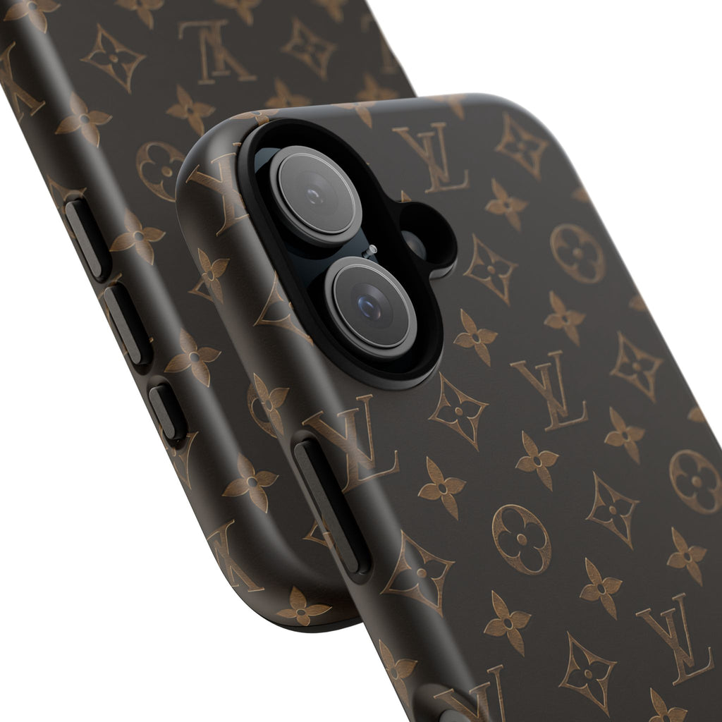 Luxury Monogram Phone Case — Customizable "your name" Brown Pattern