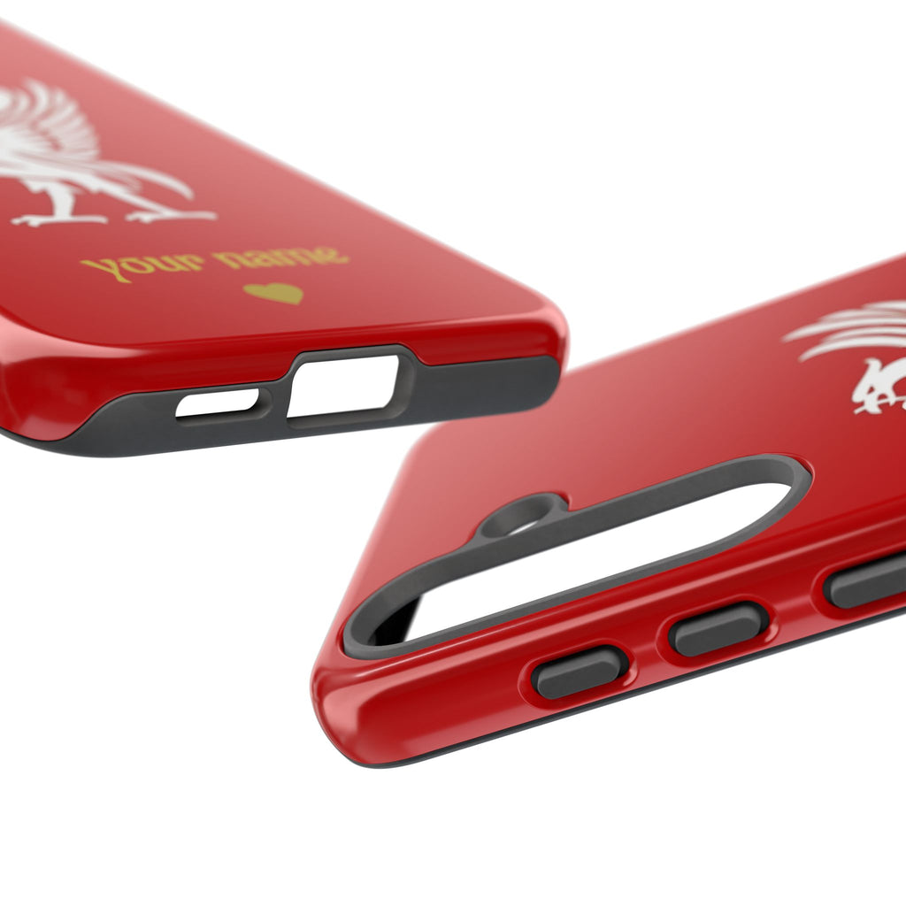 Personalized Red Phone Case — Liverbird Design with Custom Name