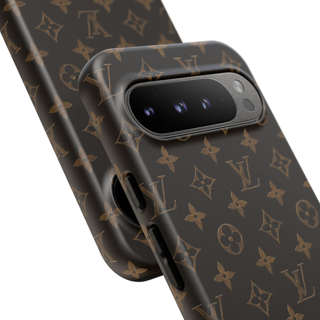 Luxury Monogram Phone Case — Customizable "your name" Brown Pattern