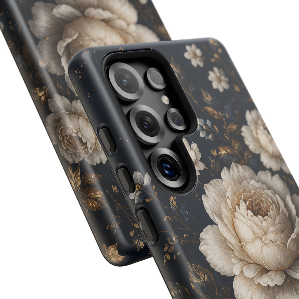 Floral Vintage Phone Case — Personalized "your name" Romantic Dark Peony